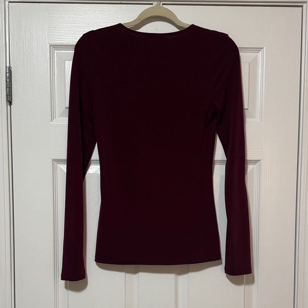 Express Deep Red Lace-Up Long Sleeve Top - Picture 3 of 4